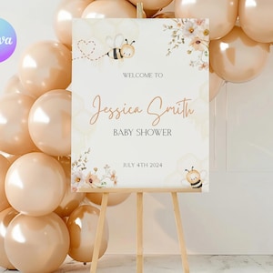 Honey Bee Baby Shower Welcome Sign (Printable Editable) BSH7