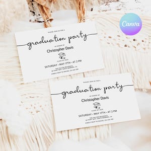 Tarjeta con detalles de la fiesta de graduación, invitación a la ceremonia de graduación de la clase de 2025, anuncio de graduación impreso de 5 x 3,5 pulgadas, plantilla de invitación a la fiesta de graduación