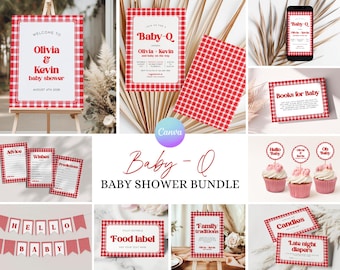Baby-Q Baby Shower Invite Set, Editable Barbecue Baby Shower Invitation Bundle, Babyq Baby Shower Bundle, Summer Baby On The Way Set RB3