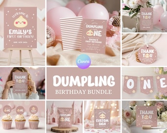 Little Dumpling 1st Birthday Bundle, Bao Dumpling Dim Sum Party Decor, Dumpling First Birthday Party Kit DX1