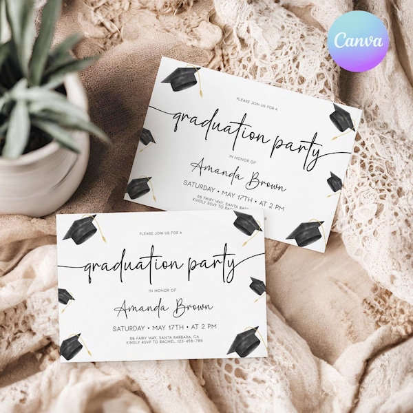 Klasse von 2026 Graduierung Einladung Vorlage, bearbeitbare Graduierung Einladung, Graduierung Ankündigung Party einladen, Abitur Graduierten einladen