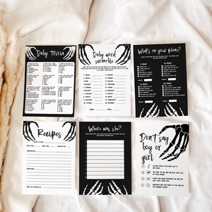 Halloween Baby Shower Games Bundle Black Baby Shower Games Autumn Baby Shower Games Skull Baby Shower Activities Gothic Baby Shower SBS3 image 7