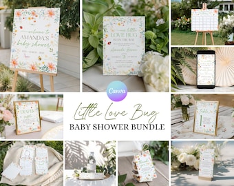 Editable Love Bug Baby Shower Bundle, Garden Baby Shower Bundle, Insect Baby Shower Invite Kit, Bug Baby Shower Decoration Package GS2