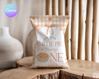 Sweet Cutie Pie First Birthday Chips Bag, Fall 1st Birthday Chips Bag Wrapper, Printable Pie 1st Birthday Chips Bag, Autumn Bday Decor PJ1