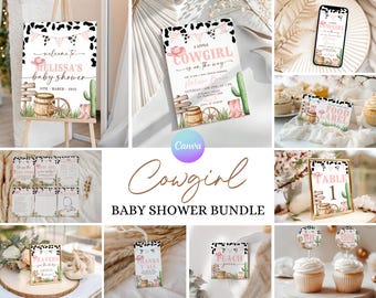 Little Cowgirl Baby Shower Bundle, Sweet Cowgirl Baby Shower Package, Wild Western Baby Shower Bundle, Rodeo Baby Shower Games Suite RO2