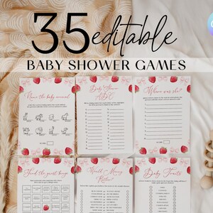 Pacchetto giochi per baby shower "Someone Berry Sweet", pacchetto giochi per baby shower "Fragola", set di attività per baby shower "Frutta", giochi per baby shower "Bacca" CP2