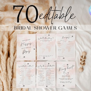 Adventure Bridal Shower Game Bundle, World Map Bridal Shower Game Pack, Travel Bridal Shower Activities Set, Printable Bridal Game Kit AA3