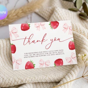 Biglietto di ringraziamento per baby shower con bacche dolci, biglietto di ringraziamento per baby shower con fragole, biglietto di ringraziamento per baby shower estivo, biglietto di ringraziamento per baby shower con frutta CP2