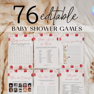 Pacchetto giochi per baby shower a tema bacche, pacchetto giochi per baby shower a tema frutta, pacchetto giochi per baby shower a tema fragole, attività per baby shower a tema bacche CP2