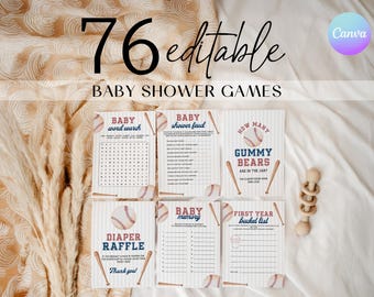 Little Rookie Baby Shower Games Suite, Little Slugger Baby Shower Game Pack, Editable Sports Baby Shower Games, Slugger Party Activities BA2