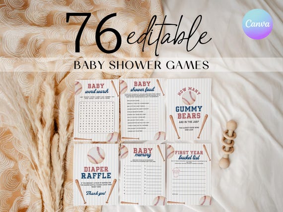 Little Rookie Baby Shower Games Suite, Little Slugger Baby Shower Game Pack, Editable Sports Baby Shower Games, Slugger Party Activities BA2
