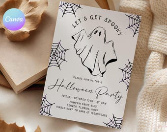 Halloween Party Invitation Template, Adult Costume Party Invite, Editable Canva Template