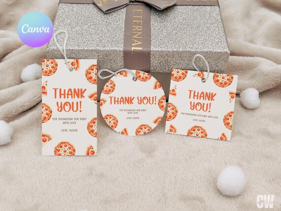 Pizza Baby Shower Thank You Tags: Editable Favor Tags (digital