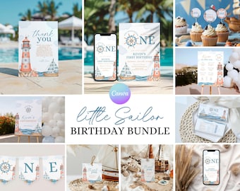 Little Sailor 1st Birthday Bundle, Sailing Boat Birthday Birthday Pack, Sailor Boy Birthday Party Set, Nautical 1st Birthday Decor Kit NA1