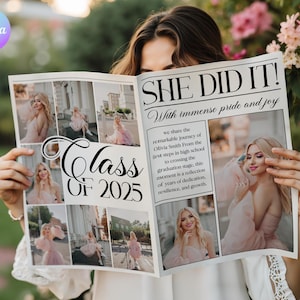Graduation Newspaper Template, College Graduation Announcement, Graduation Party Template, Large Newspaper Graduate, Senior Grad Newspaper