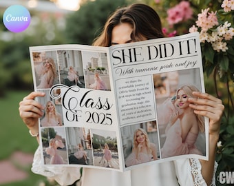 Graduation Newspaper Template, College Graduation Announcement, Graduation Party Template, Large Newspaper Graduate, Senior Grad Newspaper