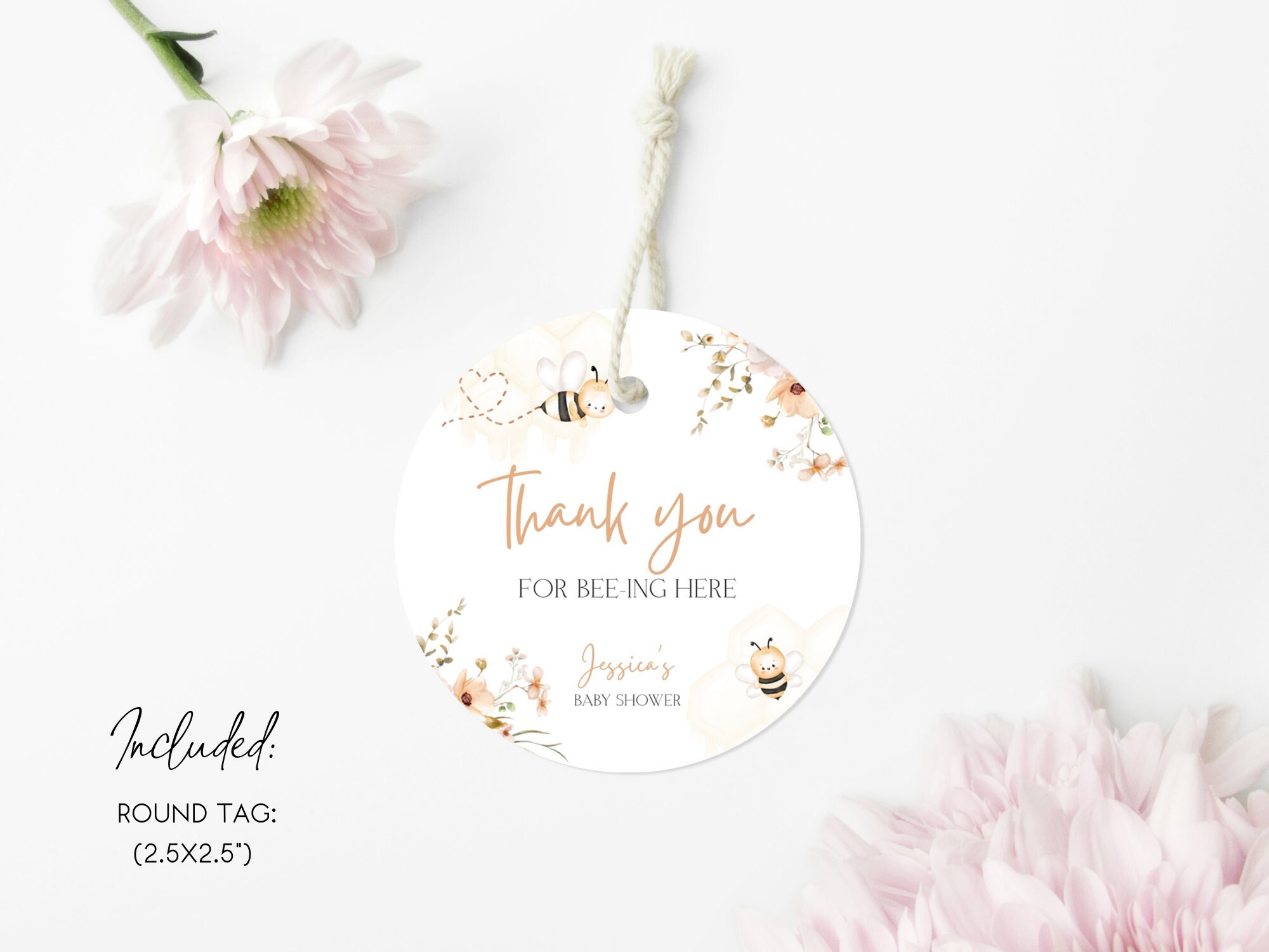Printable Honey Bee Gift Tag Set Bee Baby Shower Favor Bumble Bee ...