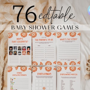 Pizza Babyshower Game Pack Slice Slice Baby Shower Game Bundel Bewerkbare Slice Babyspellen Eten Babyshower Spelletjes Pizza Party Games ZZ0