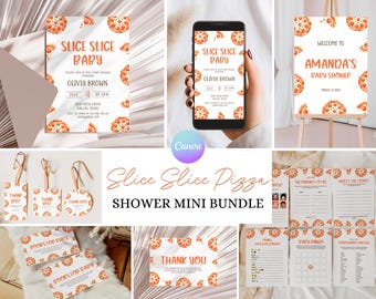 Pizza Baby Shower Invitation Bundle Editable Slice Slice Baby Shower Bundle Pizza Baby Shower Game Pack Pizza Welcome Sign Slice Shower ZZ0