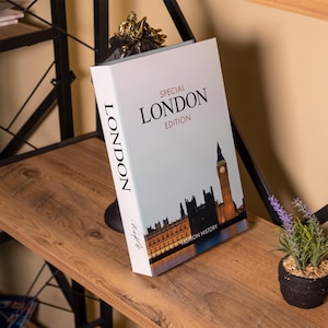 Libro decorativo London V3, decoración de libros para la mesa de café, caja de libros que se puede abrir, libro falso para la sala de estar, regalos de inauguración de la casa, regalos para amigos