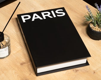 Paris Black Decorative Book Box: Coffee Table Bookshelf Decor