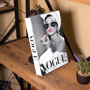 Vogue Pink Make-Up Decorative Book, Home Decor Books, Fake Book for Living Room, Coffee Table Books Decor, Bookshelf Decor, Mantle Decor