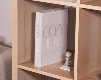 Cozy Home Book Box : Beige MDF & Hard Cardboard Decorative Faux Book, 10.82x7.16x1.73 in, Neutral Coffee Table Decor