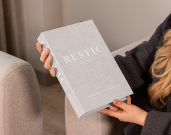Rustic Linen Faux Book Box: Neutral Hidden Storage Safe