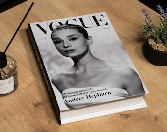 Libro decorativo Vogue Audrey Hepburn, Libros de decoración del hogar, Libro falso para sala de estar, Decoración de libros de mesa de centro, Decoración de estantería, Decoración de manto