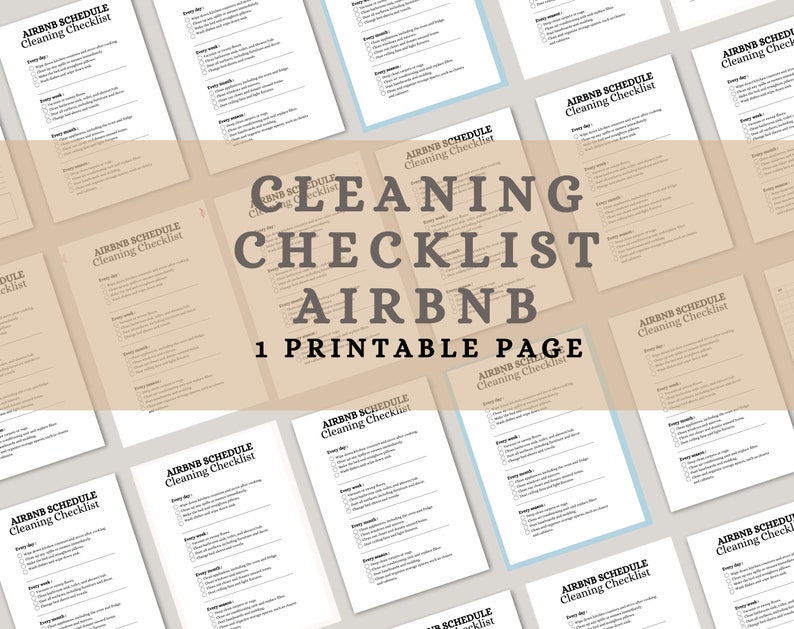 Airbnb Cleaning Checklist Living Room, Kitchen, Bedroom, Bathroom, Deep ...