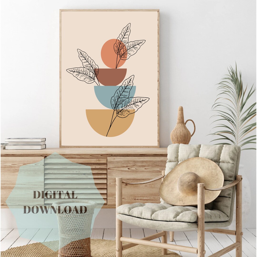 Mid Century Modern Art Print, Aesthetic Bohemian Abstract, Geometric ...