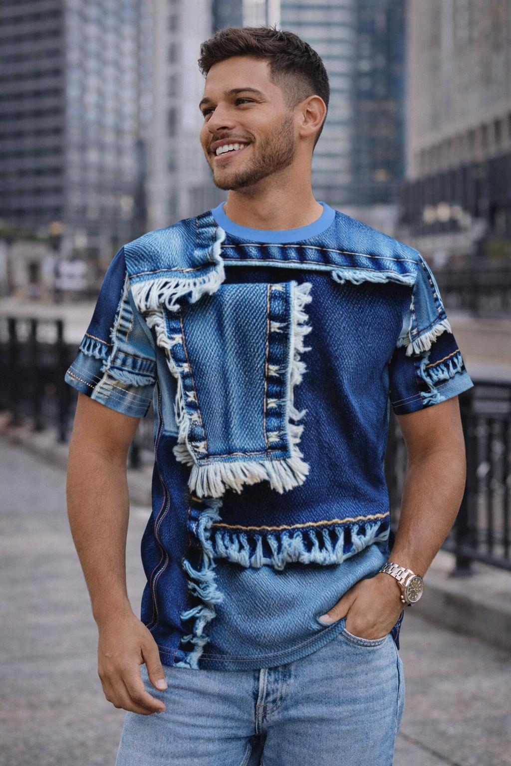 Patchwork Denim Tops - Etsy
