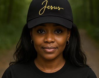 Gold Script Jesus Embroidery Dad Cap