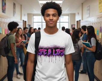 Life B Lifin graffiti text Tee | Spray paint drip design