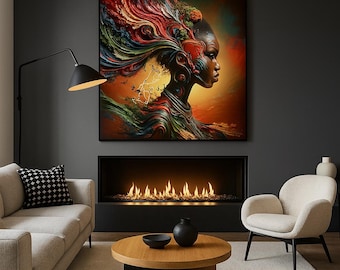 Abstract Afro-Futurist Woman Matte Canvas