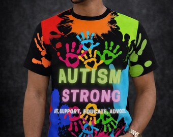 Autism Strong colorful handprints Tee | Awareness All-Over Print