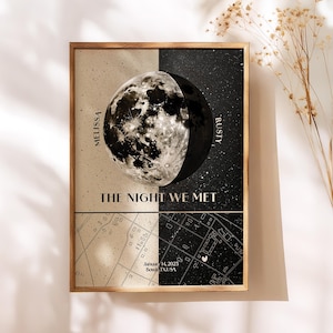 Personalized Moon Phase Couple Gift The Night We Met Custom Anniversary Night Sky Art Print Celestial Location Map Poster Important Date Art