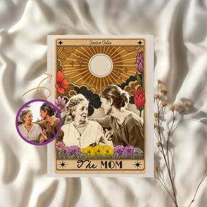 Aangepaste moeder dochter tarotkaart portret art print, uniek Moederdagcadeau voor moeder en oma, moeder foto gezellig cadeau gepersonaliseerde namen