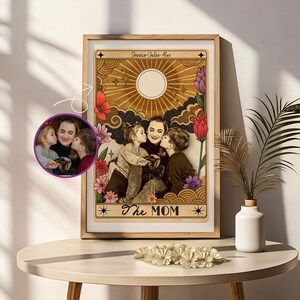 Impression d'art personnalisée pour maman et enfants, portrait de tarot de maman personnalisé, cadeau de fête des mères pour une maman en bas âge, photo mère fille avec noms