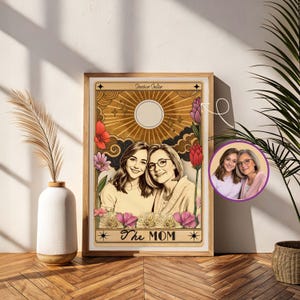 Aangepaste moeder tarotkaart portret kunstafdruk, uniek cadeau voor moeder gepersonaliseerde namen, moeder dochter foto aangepast, Moederdag gezellig cadeau