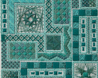 Jade - un tableau de broderie pour toile 18 pt.  Comprend des instructions.  Fichier PDF téléchargeable