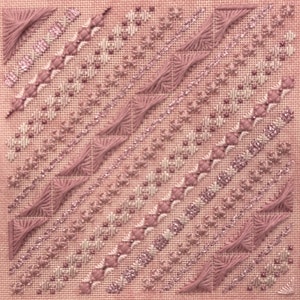 Rose on Rose - A counted embroidery chart for 18 count mono canvas. Includes Instructions. Downloadable PDF File.