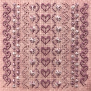 More Rose on Rose - A counted embroidery chart for 18 count mono canvas. Includes Instructions. Downloadable PDF File.