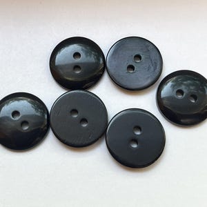 5/8&quot; (15mm) Black Buttons, Gloss Finish, Plastic, Fabric Arts, Doll Making, Sewing Notions, Crafting - 6 Buttons
