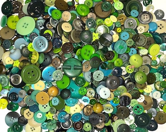Green Button Mix, 25 Random Buttons, Various Shades, 3/8" - 1", Cleaned, Sewing, Quilting, Fiber Art, Crafting, Scrap Booking