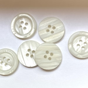 3/4&quot; (19mm) Off White Buttons, Plastic, 4 Hole, Fiber Arts, Doll Making, Sewing Notions, Crafting - 6 Buttons
