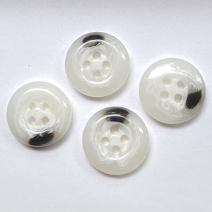 3/4&quot; (18mm) White Buttons, Gloss Finish, Fiber Arts, Doll Making, Sewing Notions, Crafting - 4 Buttons