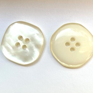 1&quot; (24mm) Beige Buttons, Plastic, 4 Hole, Fiber Arts, Doll Making, Sewing Notions, Crafting - 2 Buttons