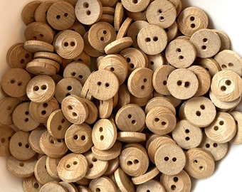 Vintage, Round, 2 Hole Wood Buttons, 9/16", Fiber Arts, Doll Making, Sewing Notions, Crafting, Quilting, 8 Buttons