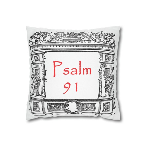 Psalm 91 Spun Polyester Square Pillow Case